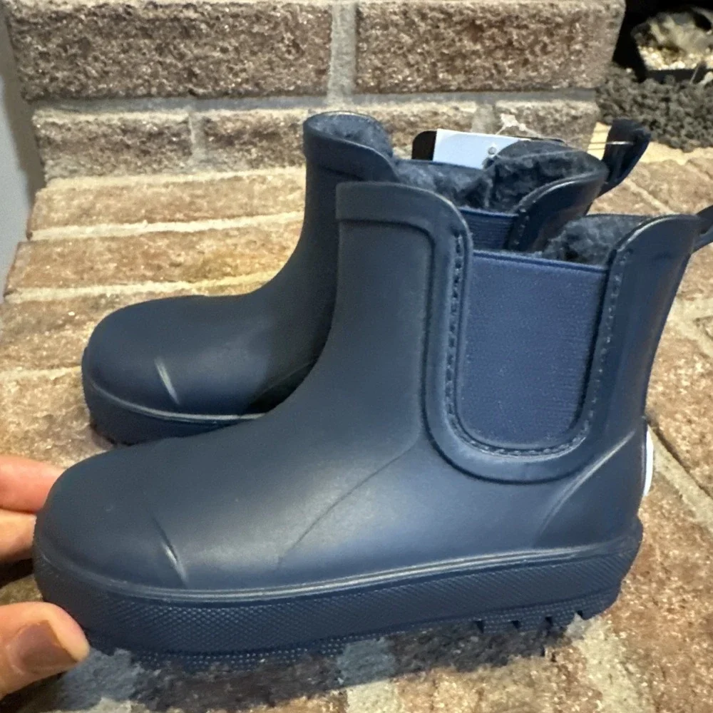 Bearpaw Toddler Chelsea Rain Boots With Faux Fur Lining size 7 toddler blue